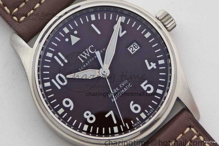 MIROTIME 0413 HighQuality Mark XVIII IW327010 SS M+F 1:1 Best Edition Brown Dial on Brown Leather Strap A 7049